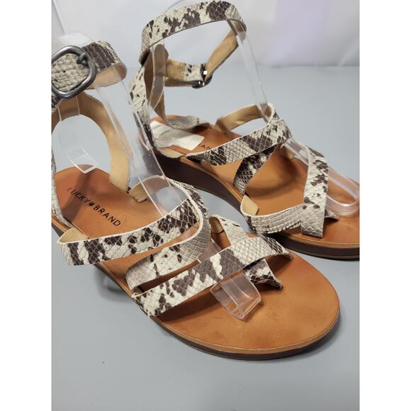 Lucky Brand Neutral Snake Python Print Gladiator Sandals 8.5 - Picture 2 of 5